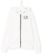 Cp Company Kids Teen Goggle Hood Hoodie - White