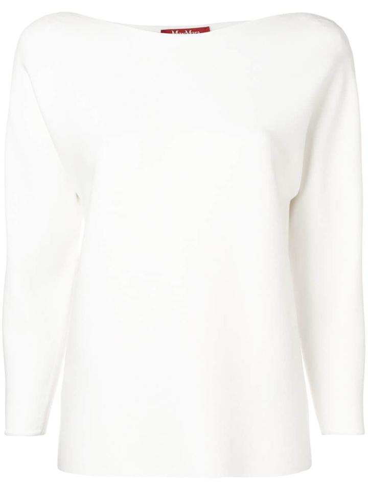 Max Mara Studio Knitted Boat Neck Top - White