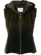 Max & Moi Sleeveless Fur Vest - Brown