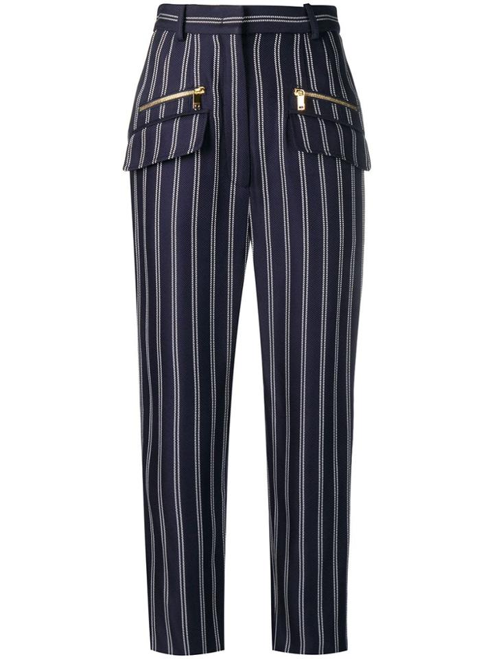 Emilio Pucci Pinstripe Jacquard Trousers - Blue