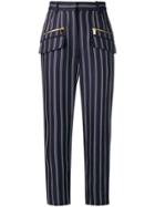 Emilio Pucci Pinstripe Jacquard Trousers - Blue