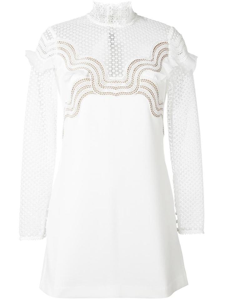 Self-portrait Sheer Shift Dress, Women's, Size: 14, White, Polyester/spandex/elastane/viscose