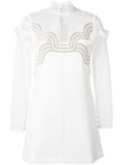 Self-portrait Sheer Shift Dress, Women's, Size: 14, White, Polyester/spandex/elastane/viscose