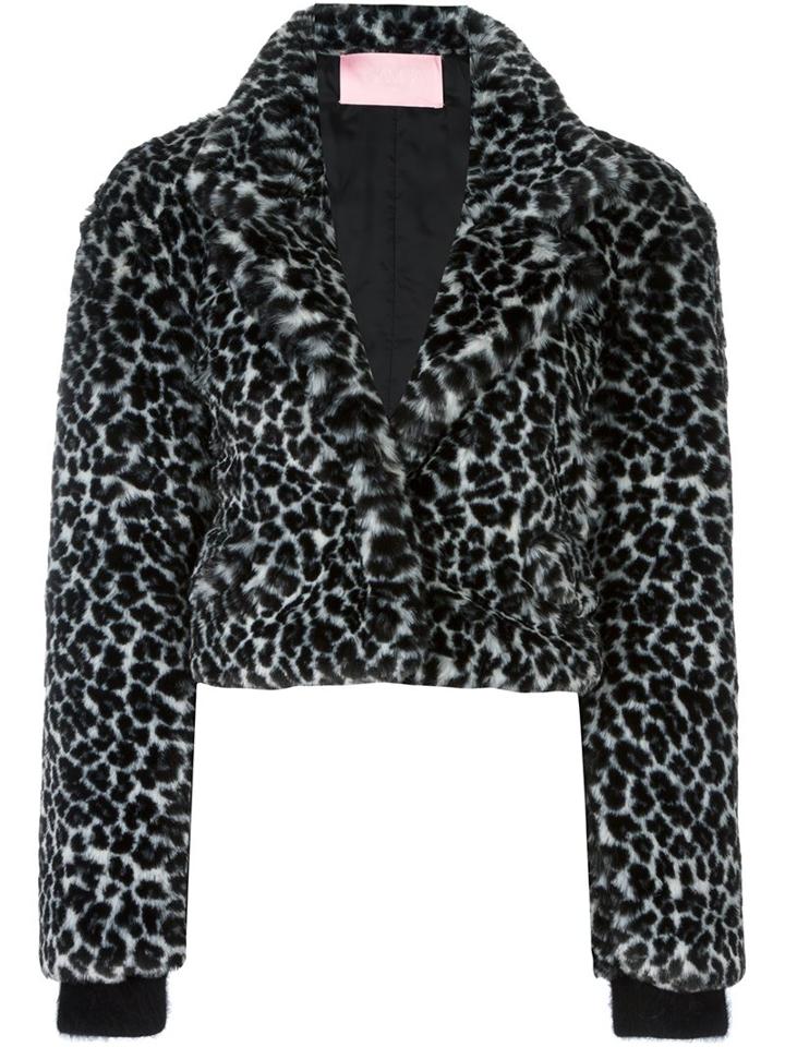 Giamba Animal Print Cropped Jacket, Women's, Size: 42, Black, Acrylic/polyamide/polyester/angora