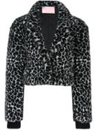 Giamba Animal Print Cropped Jacket, Women's, Size: 42, Black, Acrylic/polyamide/polyester/angora