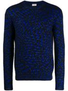 Saint Laurent Chevron Pattern Knitted Jumper - Blue