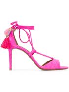 Dolce & Gabbana Pom Pom Tassel Sandals - Pink & Purple
