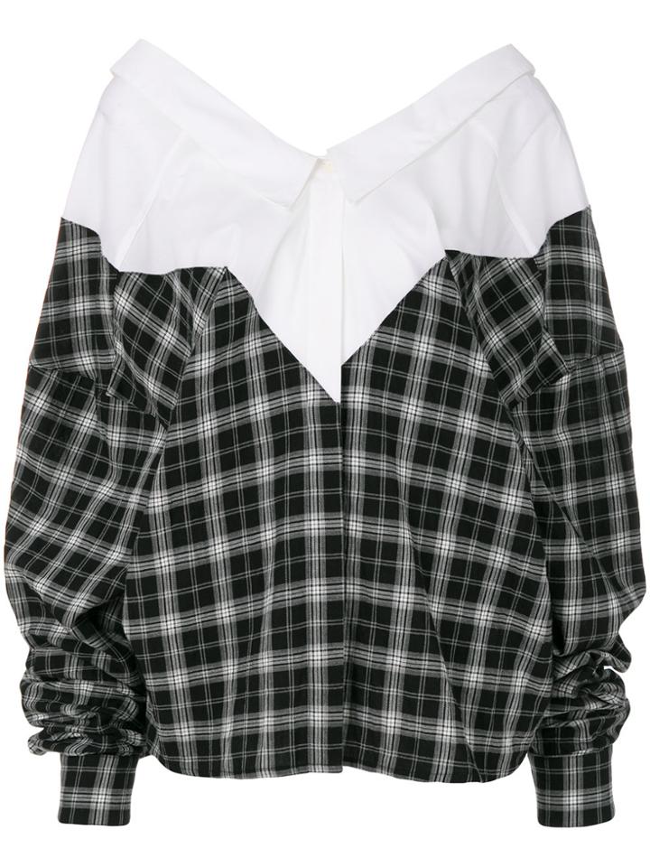 Unravel Project Checked Deconstructed Shirt - White