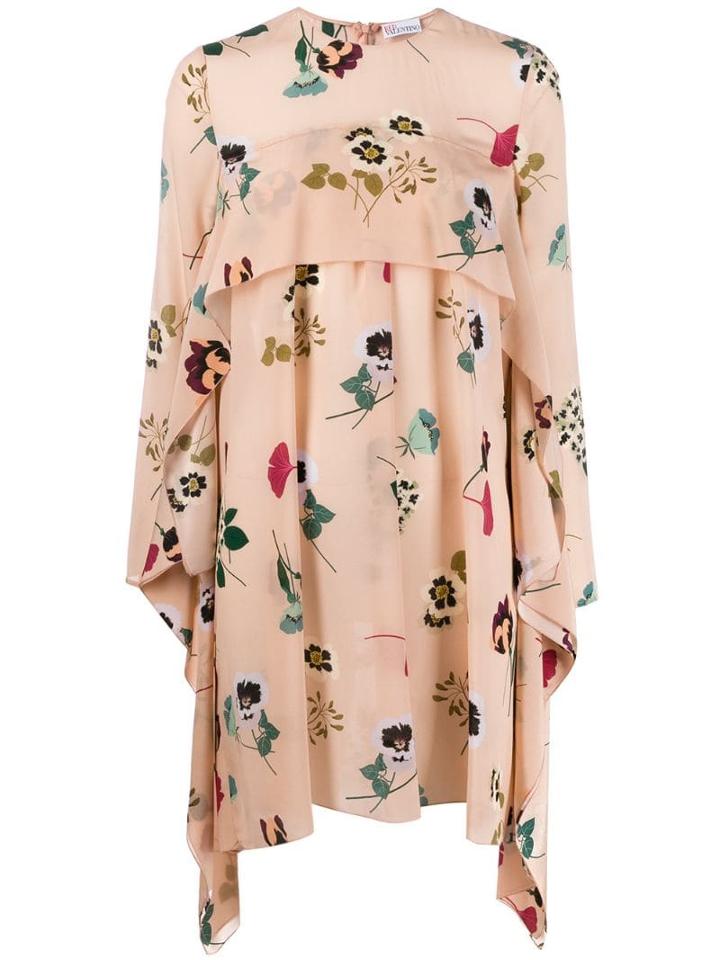 Red Valentino Floral Print Draped Dress - Pink