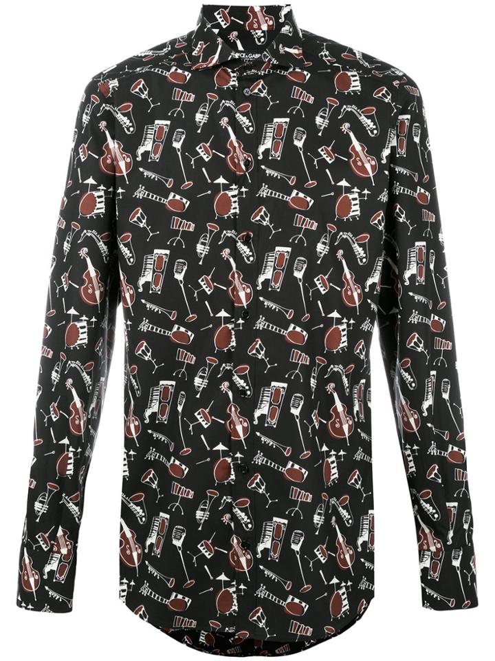 Dolce & Gabbana Musical Instrument Print Shirt - Black