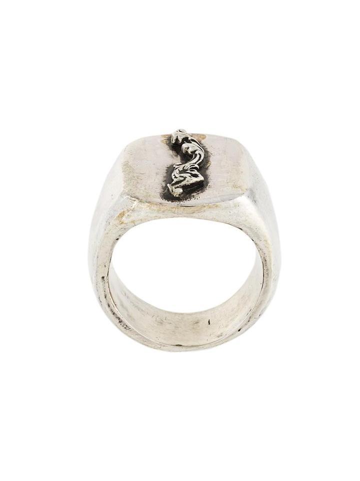 Henson Large Lion Crest Signet Ring, Men's, Size: 61, Metallic