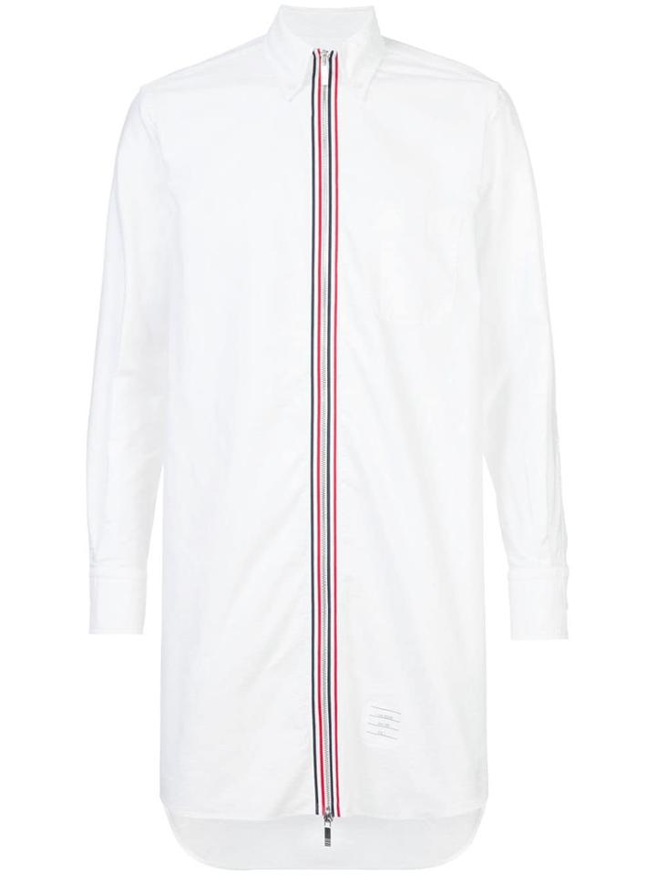 Thom Browne Thigh-length Zip-front Oxford Shirt - White