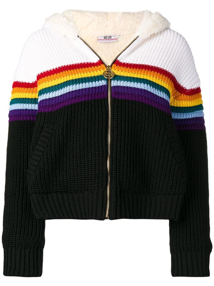 Gcds Faux Fur Lined Zip-up Cardigan - Black