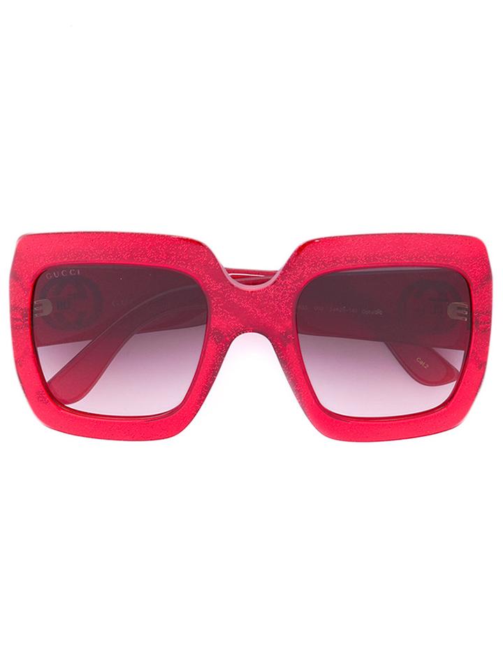 Gucci Eyewear Oversize Square Frame Sunglasses, Women's, Size: 54, Red, Acetate