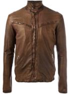 Giorgio Brato - Zipped Jacket - Men - Cotton/leather - 56, Brown, Cotton/leather