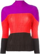 Issey Miyake Vintage Colour Block Pleated Top, Women's, Size: Medium, Purple