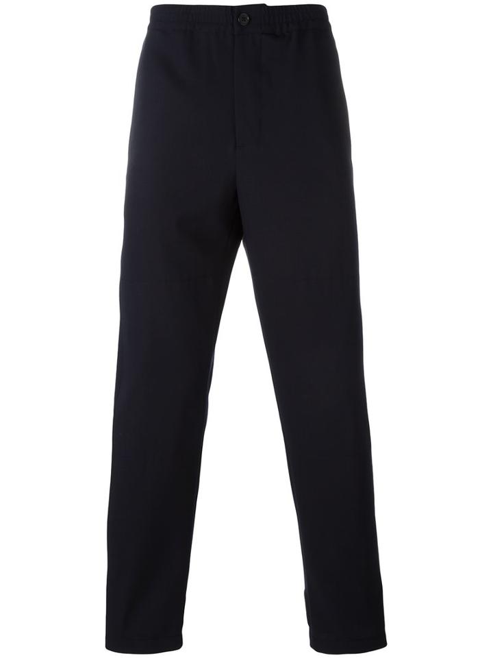 Marni Touch Strap Cuff Trousers, Size: 52, Blue, Virgin Wool/cotton
