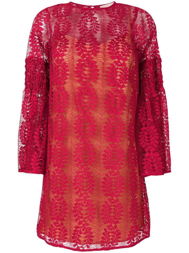 Michael Michael Kors Lace Bell Sleeve Dress - Pink & Purple