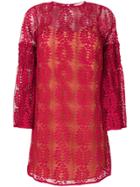 Michael Michael Kors Lace Bell Sleeve Dress - Pink & Purple