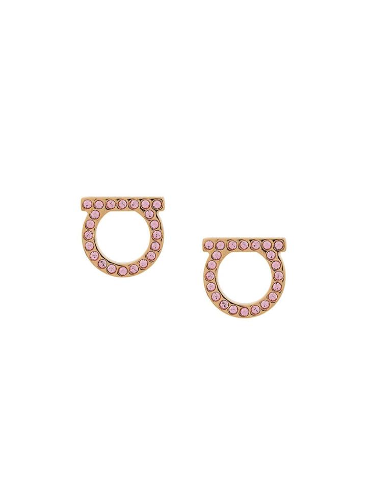 Salvatore Ferragamo Embellished Logo Earrings - Gold