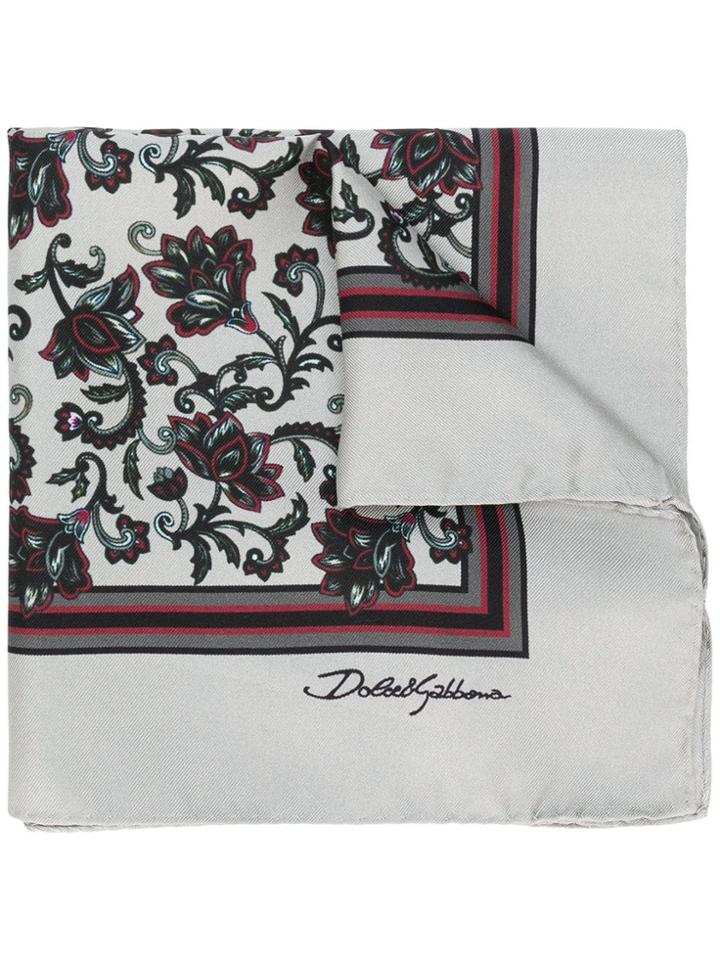 Dolce & Gabbana Floral Pocket Square - Grey