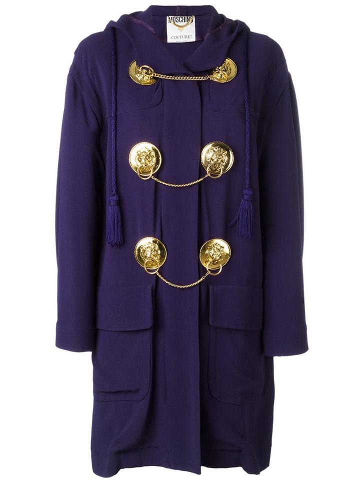 Moschino Pre-owned Medal Embellished Coat - Blue