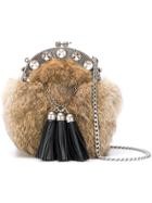 Miu Miu Embellished Shoulder Bag - Brown