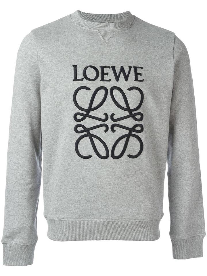 Loewe Logo Embroidered Sweatshirt, Men's, Size: Medium, Grey, Cotton