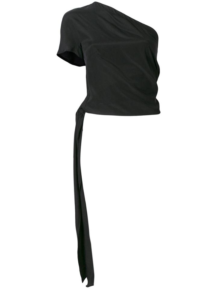 Lost & Found Ria Dunn One Shoulder Wrap Crop Top - Black