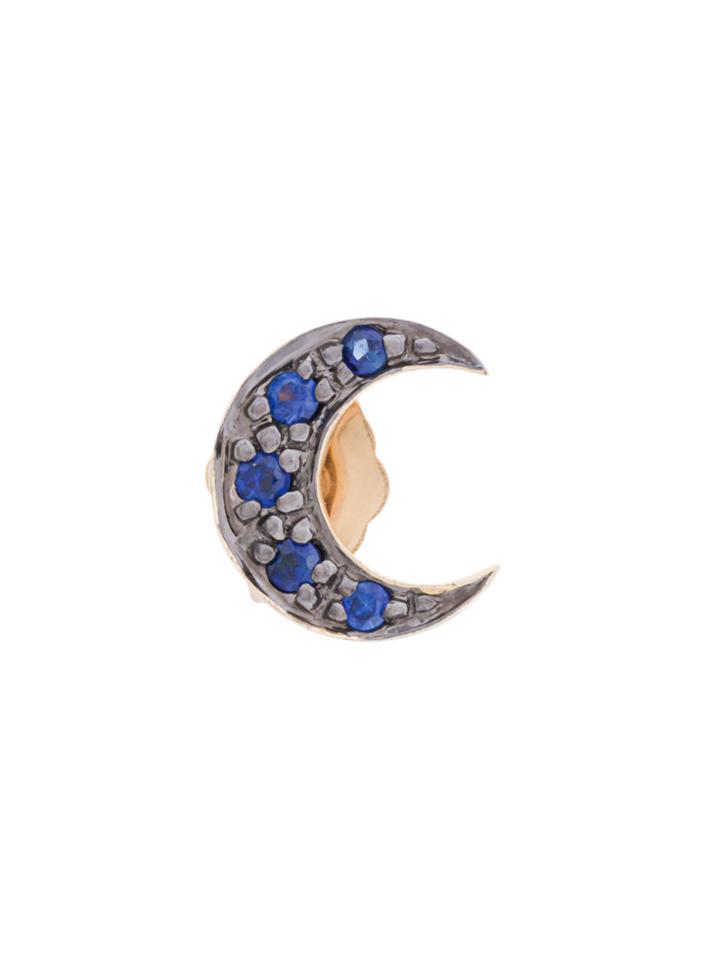 Sydney Evan Blue Sapphire Moon Stud Earring - Metallic