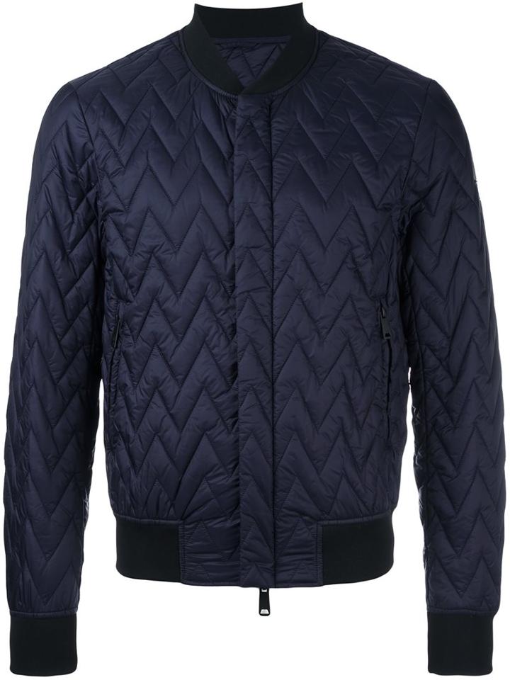 Armani Jeans Quilted Bomber, Men's, Size: 46, Blue, Polyamide