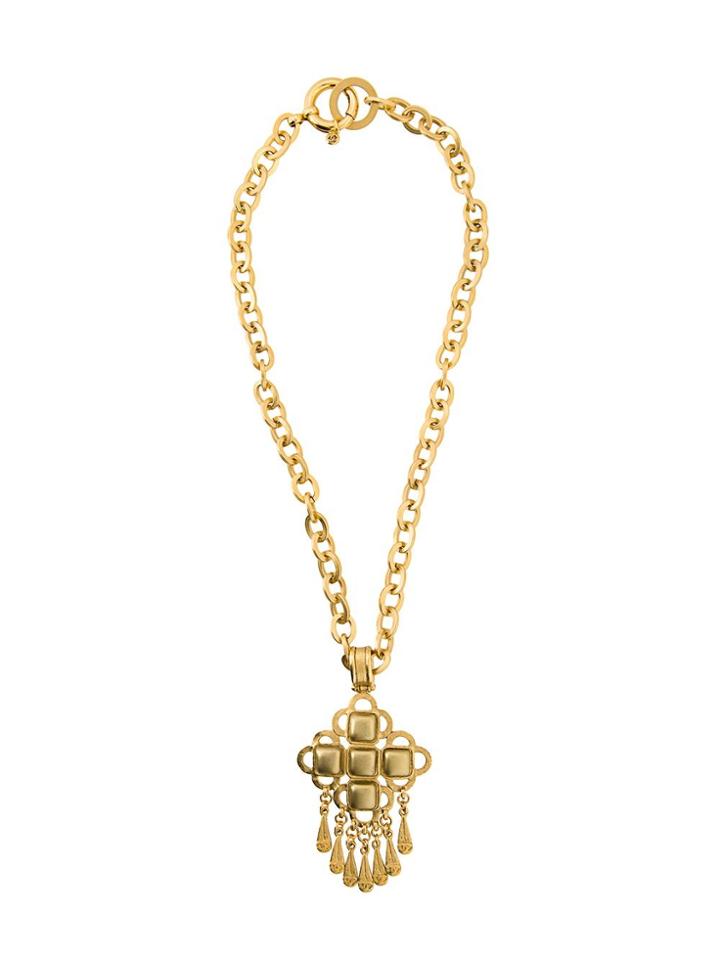 Chanel Vintage Fringed Pendant Necklace - Metallic
