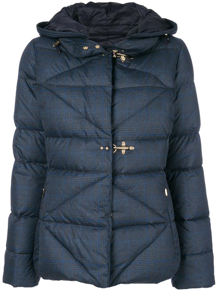 Fay Geometric Padded Jacket - Blue