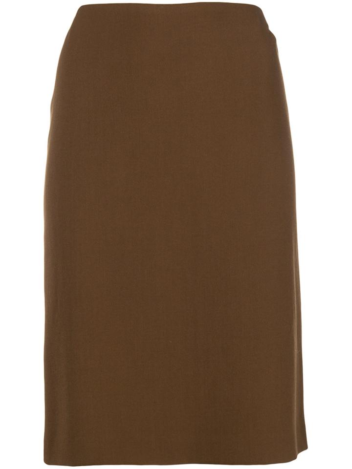 Romeo Gigli Vintage Fitted Midi Skirt - Brown