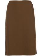 Romeo Gigli Vintage Fitted Midi Skirt - Brown