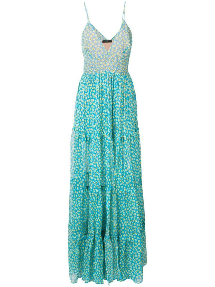 Amiri Floral Maxi Dress - Blue