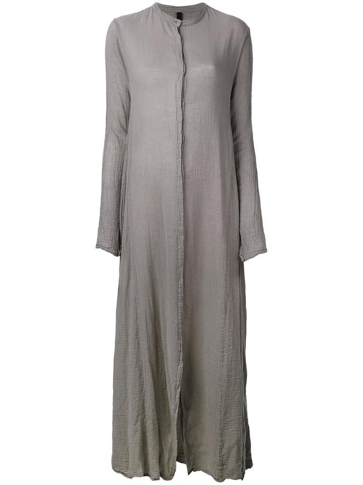 Poème Bohémien - Band Collar Maxi Shirt Dress - Women - Cotton - 42, Grey, Cotton