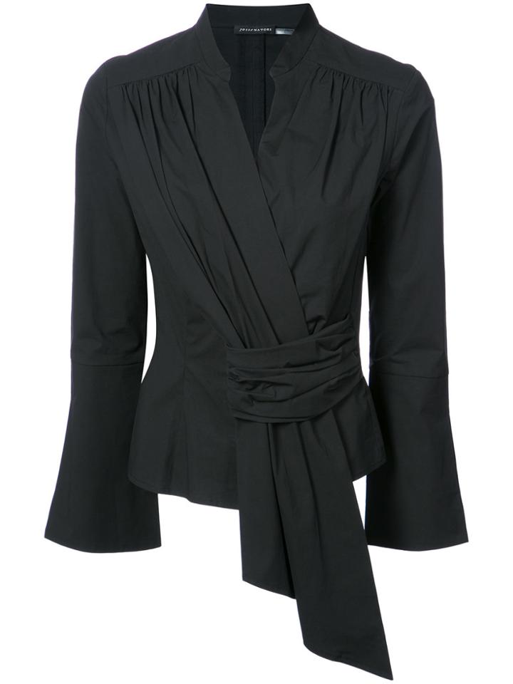 Natori Front Gathered Blouse - Black