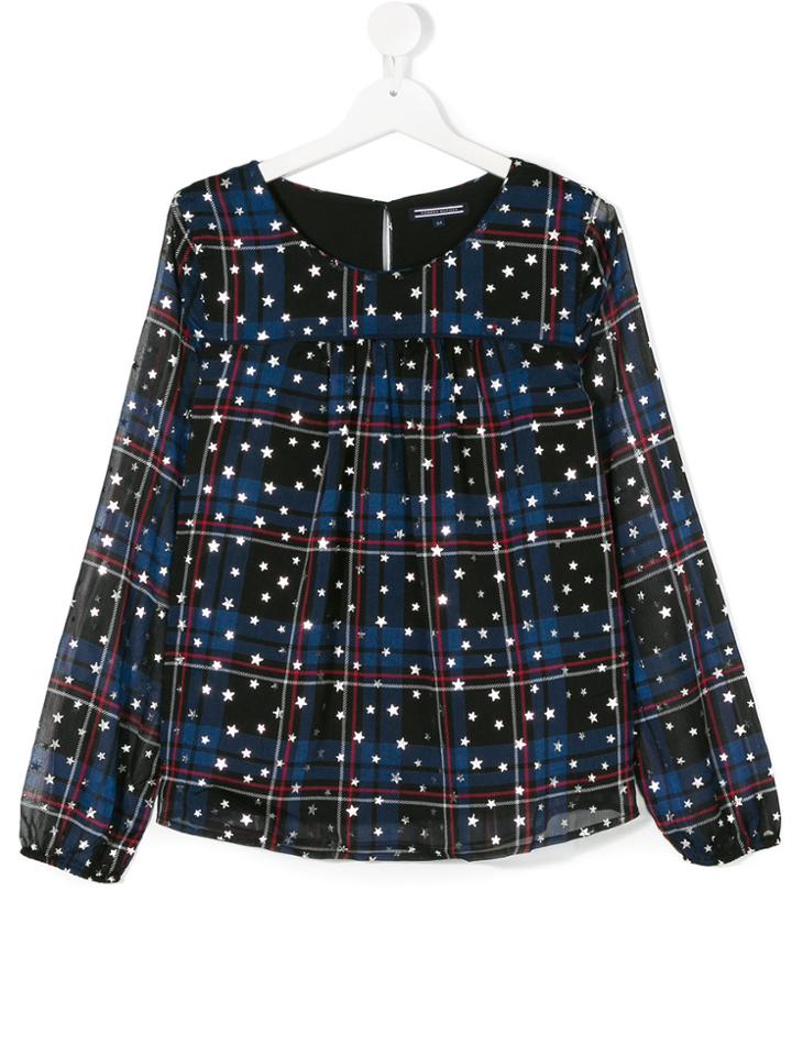 Tommy Hilfiger Junior Plaid Stars Print Blouse - Blue