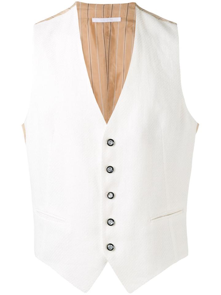 Tagliatore - Button-up Waistcoat - Men - Cotton/linen/flax/cupro - 50, White, Cotton/linen/flax/cupro