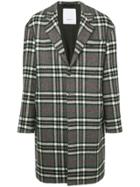 Ports V Plaid Oversized Coat - Grey