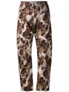 Anne Sofie Madsen Cropped Printed Trousers, Women's, Size: Medium, Brown, Cotton