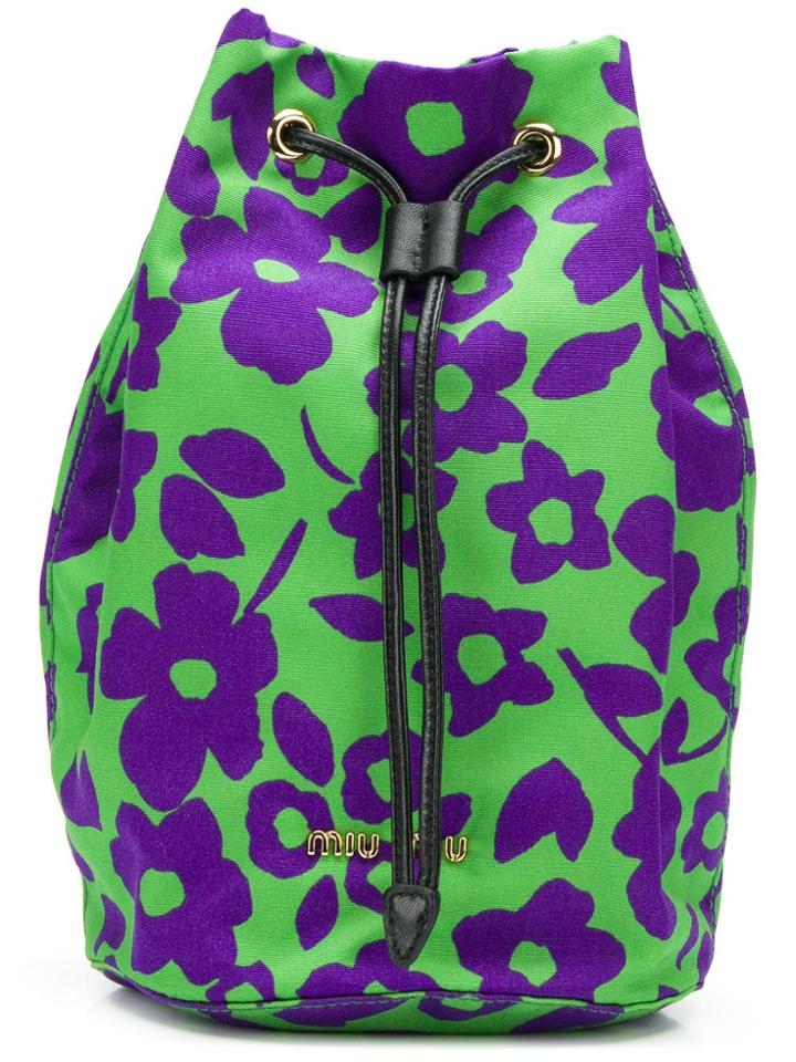 Miu Miu Floral Bucket Bag - Green