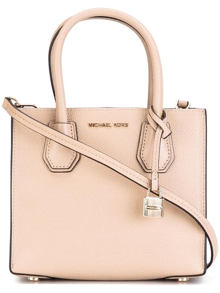 Michael Michael Kors Padlock Charm Tote, Women's, Nude/neutrals, Calf Leather
