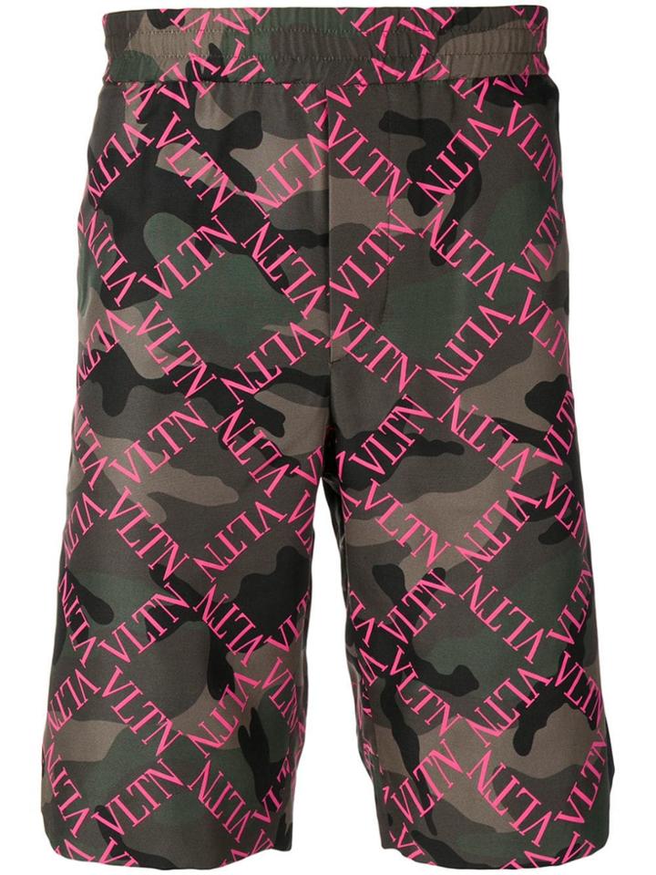 Valentino Vltn Camouflage Print Bermuda - Green
