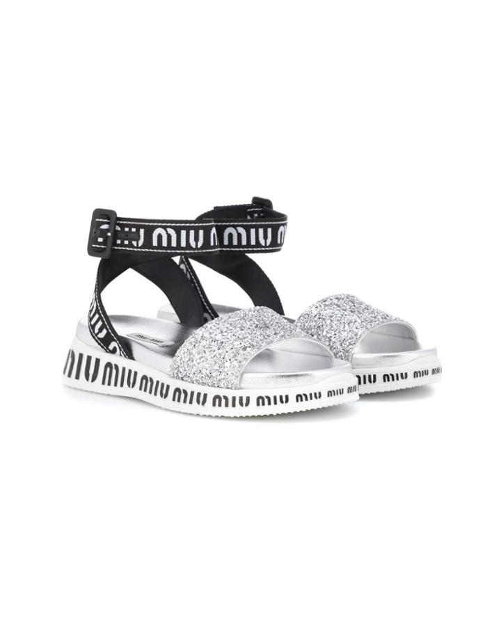 Fashion Concierge Vip Miu Miu - Logo Glitter Sandals 19177 -