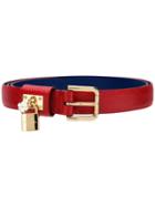 Dolce & Gabbana Padlock Belt, Women's, Size: 80, Red, Leather