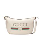 Gucci Gucci Print Half-moon Hobo Bag - White