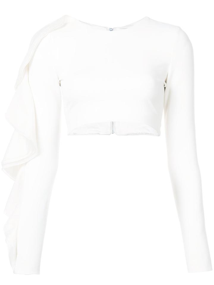 Christian Siriano Cropped Ruffled Top - White