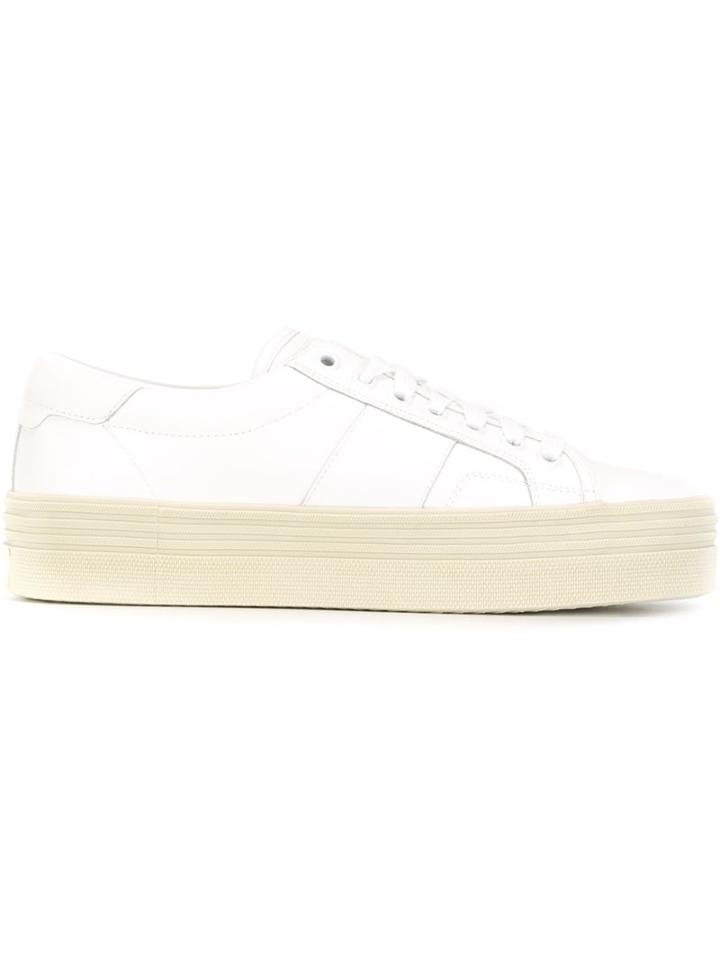 Saint Laurent Court Classic Sneakers, Women's, Size: 40, White, Calf Leather/leather/rubber